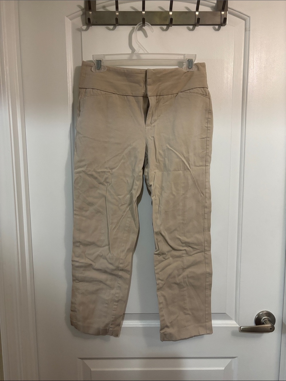 Elle Beige Capris Womens Stretch Pull-On Pants